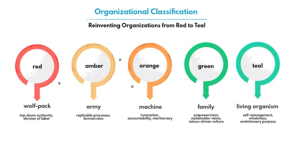 Reinventing organizations - from red organizational structure to teal paradigm