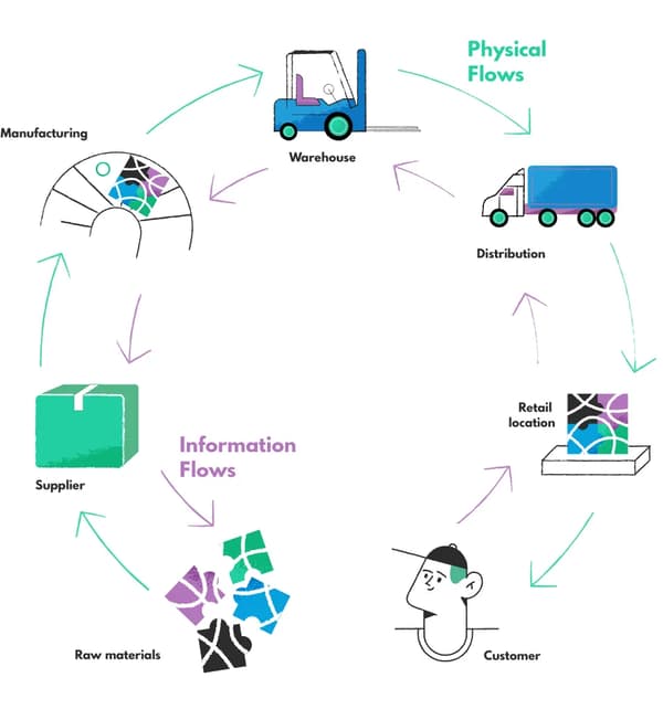 Supply chain management information and physical flows